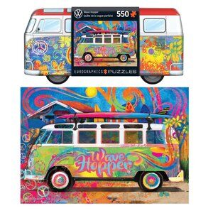 Eurographics VW Wave Hopper Bus-Shaped Tin Puzzle 550 Pieces